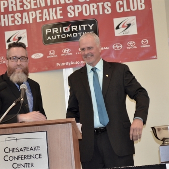 Jeff 'Pants' Partridge ESPN Presenting Coach of the Year Award to Ryan Wieck