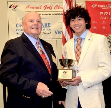 Student Athlete, Caiden Aurelio wCSC Pres Martin Oliver