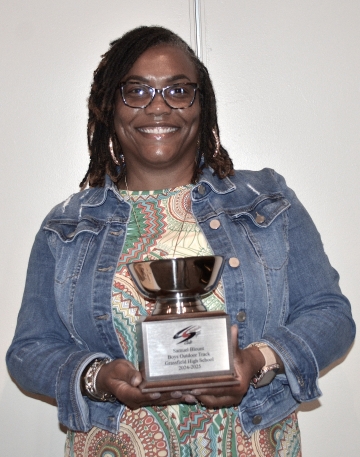 Student Athlete Samuel Blount, Boys Outdoor Track, Grassfield HS, Mother Accepting Award