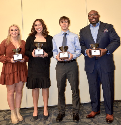 Student Athletes Emily, Madeleine, Beckham & Paul's Rep Rashad Cook, Coach w_Their Awards